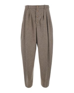 Jacquemus Cotton Straight-Leg Pants With Elastic Waist And Side Pockets - Gray