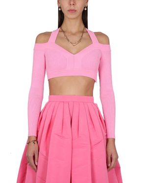 McQueen Cropped Slim Fit Shirt - Pink