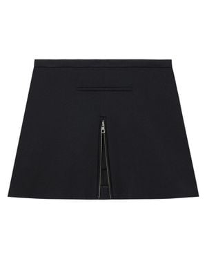 Courreges Tailored Mini Zip Front Twill Skirt - Black
