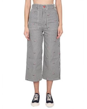 KENZO Stripes Relaxed High Rise Jeans - Gray