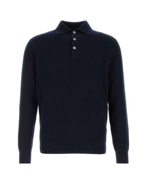 Fedeli Midnight Wool-Cashmere Polo Shirt - Blue