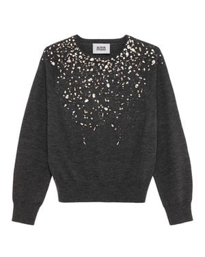 Alpha Studio Embellished Crewneck Sweater - Gray