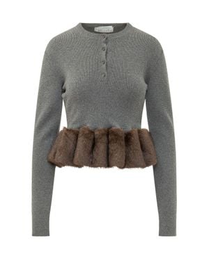 Stella McCartney Trim Wool Crewneck Sweater - Gray