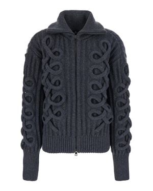 Etro Wool Cardigan With V-Neck Collar & Decorative Patches - Blue