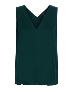 Antonelli V-Neck Sleeveless Top With Straight Hem - Green