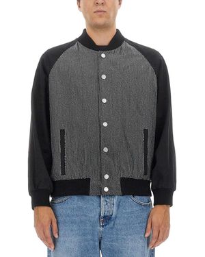 Balmain Bomber Jacket With Logo - Gray