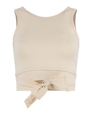 Live The Process Cropped Sleeveless Top With Knot Detail - Natural
