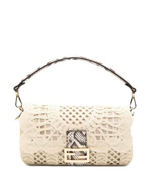 Fendi Baguette Shoulder Bag With Artisan-Style Detailing - Metallic