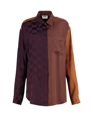 Moschino Silk-Blend Front Pocket Shirt - Purple