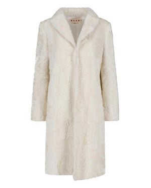 Marni Lamb Fur Long Coat - White