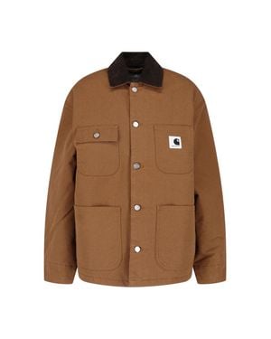 Carhartt Canvas Chore Jacket With Corduroy Collar - Brown