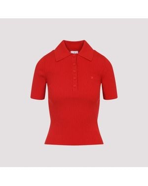 Courreges Signature Viscose Polo - Red