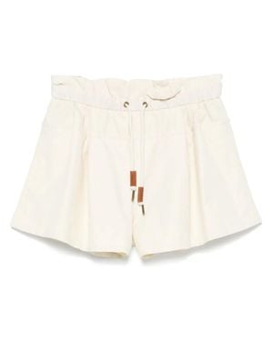 Moncler Shorts With Layered Design And Drawstring On The Front - Natural