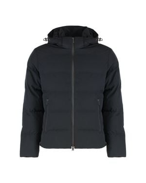 Paul & Shark Hooded Short Down Jacket Polyester; Elastane Padded - Black