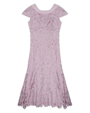 Self-Portrait Contrast-Piped Mini Dress - Purple