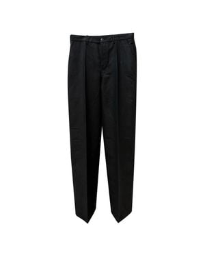 Rick Owens Ramie And Cotton Pants With Side And Back Pockets - Black