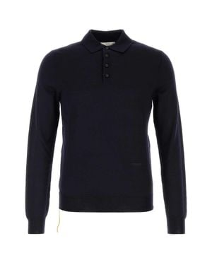 Fendi Fitted Stretch Wool Polo Shirt For - Blue