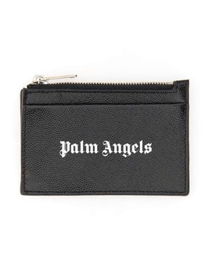 Palm Angels Caviar Card Holder Leather Wallets & Purses - Black