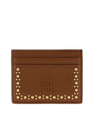 Miu Miu Mini Leather Card Holder - Brown
