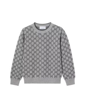 Gucci Boys' 100% Cotton Crewneck Sweater - Gray