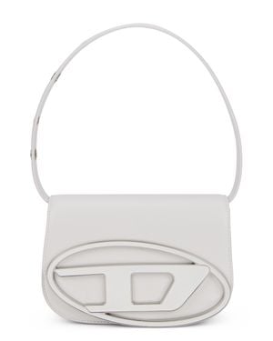 DIESEL 20 Cm Mini Oval Shoulder Handbag With Flap Closure - White