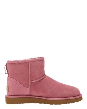 UGG Mini Shearling & Suede Boots With Treadlite Outsole - Pink