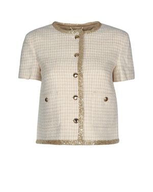 Miu Miu Check-Pattern Tweed Jacket - Natural
