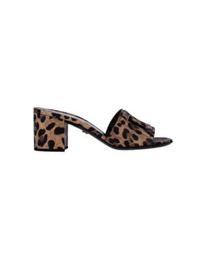Dolce & Gabbana Leopard Print Block Heel Mule Sandals - Multicolor