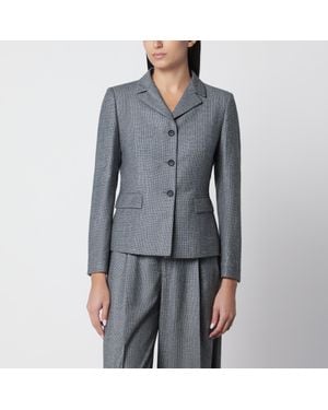 Tagliatore Fitted Micro-Check Single-Breasted Jacket With Classic Lapel - Gray
