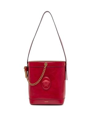 Versace Mini Bucket Bag With Chain And Single Handle - Red