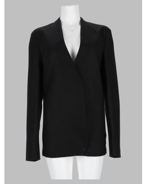 Maison Margiela Collarless Wool Wrap Blazer - Black