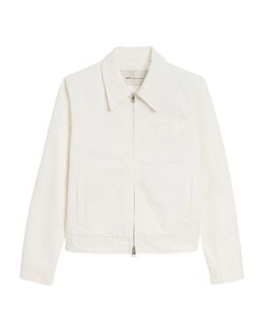 Ami Paris Cotton Tonal Ami De Coeur Zipped Jacket - White