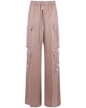 Rick Owens Belas Cargo Pants With Elastic Waistband, Drawstring & Wide-Leg Silhouette - Pink