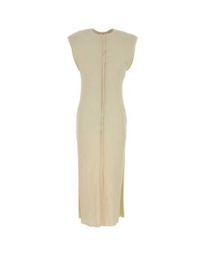 Ami Paris Ami Cream Stretch Viscose Dress - White