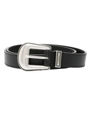 Amiri Mini Leather Belt With Logo-Engraved Tip - Black