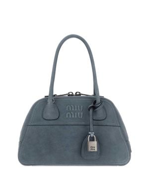 Miu Miu Miu Mini Vivant Leather Handbag With-Tone Hardware - Blue