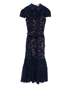 Self-Portrait Guipure Lace Midi Dress - Blue
