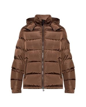 Moncler Down Puffer Jacket With Detachable Hood & Adjustable Hem - Brown