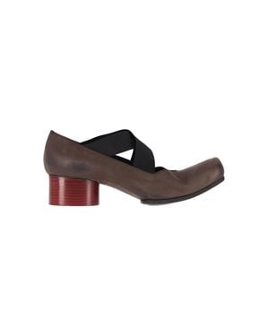 Uma Wang Leather Cross-Strap Block Heel Pumps - Brown