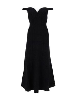 Self-Portrait Off-The-Shoulder Knit Midi Dress - Black