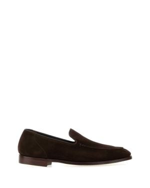Crockett & Jones Suede Salcombre Loafers With Leather Sole - Brown