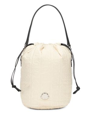 Moncler Quilted Mini Cylinder Handbag With Drawstring Closure - Natural