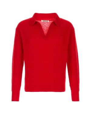 AURALEE Alpaca Blend Polo Shirt - Red