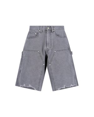 Tonywack Distressed Denim Utility Shorts - Gray
