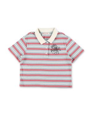 Marni Modern Striped Polo For Girls - Pink