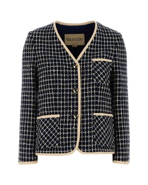 Valentino Garavani Embroidered Tweed Blazer - Black