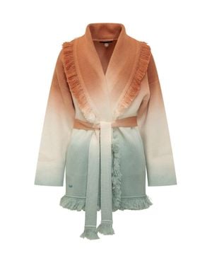 Alanui Fringe Knit Cardigan With Belt - Green