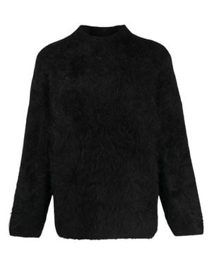 Séfr Brushed Texture Long Sleeve Sweater - Black