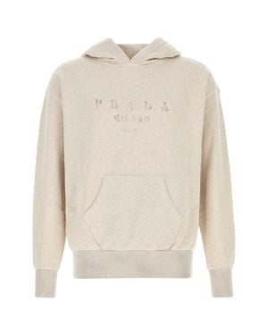 Prada Melange Sand Cotton Sweatshirt - White