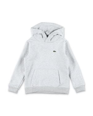 Lacoste Boys Logo Pullover Hoodie - White